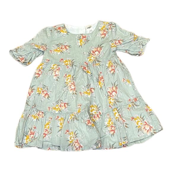 OshKosh Baby B'gosh Girl Cotton Peasant Dress Green Floral Size 18 Months - Picture 2 of 5